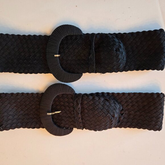 Womens Braided Belt, Wide Buckle Elastic Stretch - Picture 1 of 3